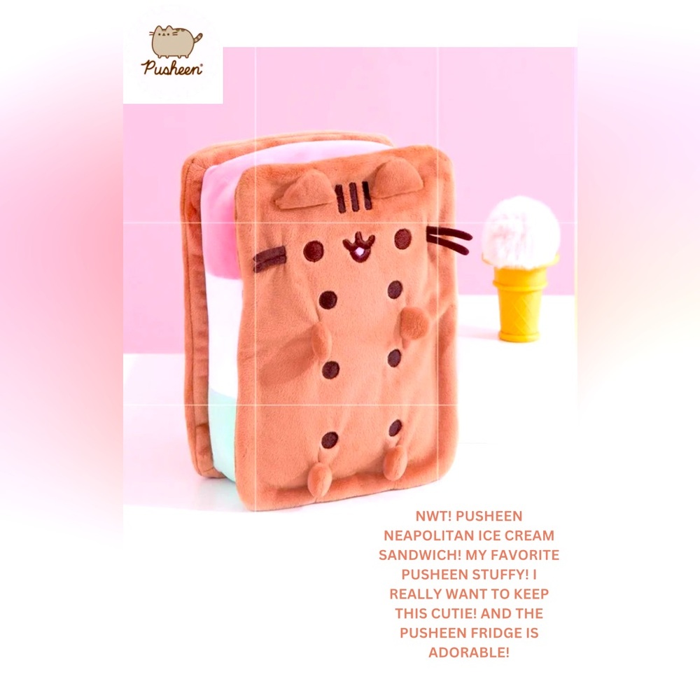 NWT! PUSHEEN NEAPOLITAN ICE CREAM SANDWICH STUFFY! ADORABLE! FAV PUSHEEN ITEM!